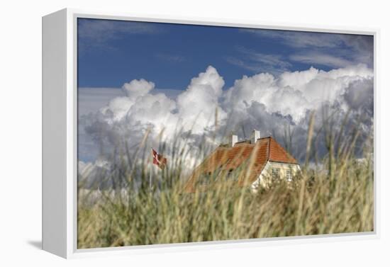 Denmark, Jutland, Lškken, House, Flag, Cloud-Harald Schšn-Framed Premier Image Canvas