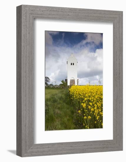 Denmark, Jutland, Oslos, Town Church with Rapeseed Field, Springtime-Walter Bibikow-Framed Photographic Print