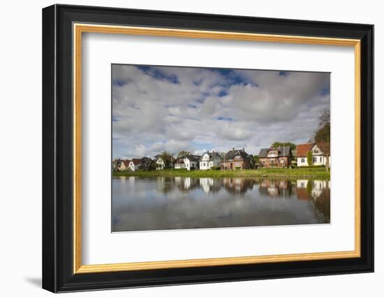 Denmark, Jutland, Ribe, Buildings by the Ribe River-Walter Bibikow-Framed Photographic Print