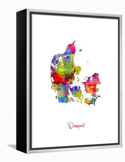 Denmark Watercolor Map-Michael Tompsett-Framed Stretched Canvas