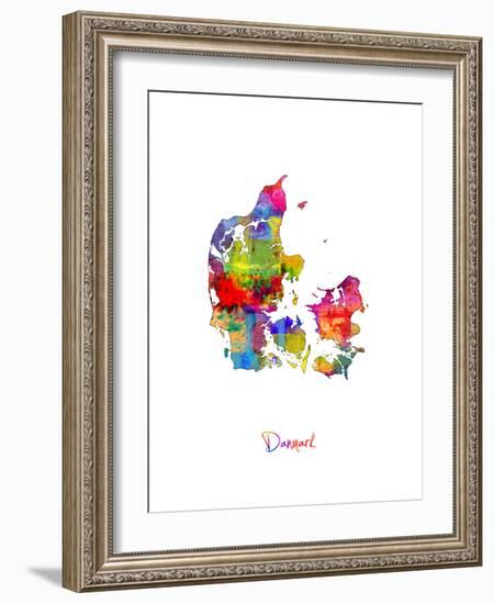 Denmark Watercolor Map-Michael Tompsett-Framed Art Print
