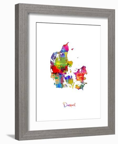 Denmark Watercolor Map-Michael Tompsett-Framed Art Print