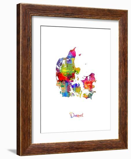 Denmark Watercolor Map-Michael Tompsett-Framed Art Print