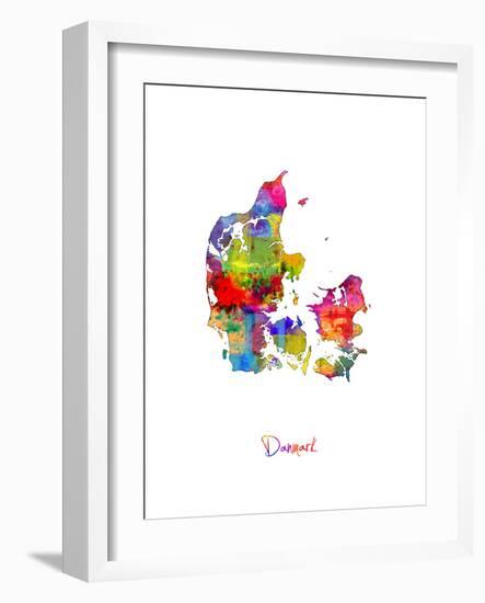 Denmark Watercolor Map-Michael Tompsett-Framed Art Print