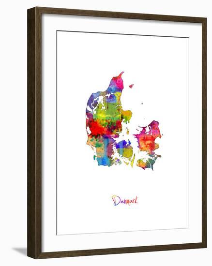 Denmark Watercolor Map-Michael Tompsett-Framed Art Print