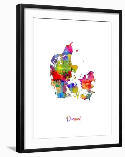 Denmark Watercolor Map-Michael Tompsett-Framed Art Print