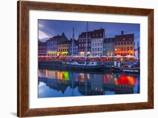 Denmark, Zealand, Copenhagen, Nyhavn Harbor, Evening-Walter Bibikow-Framed Photographic Print