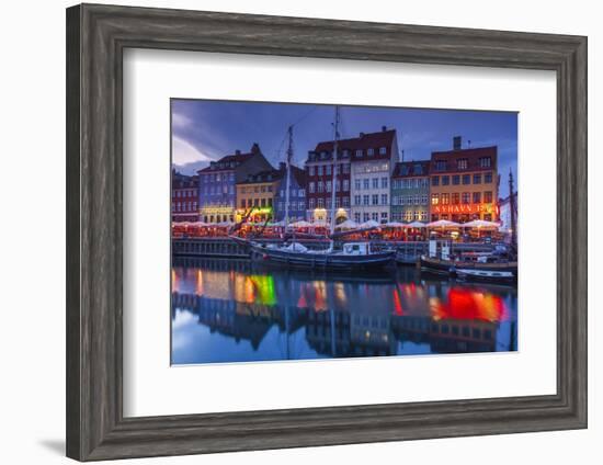 Denmark, Zealand, Copenhagen, Nyhavn Harbor, Evening-Walter Bibikow-Framed Photographic Print