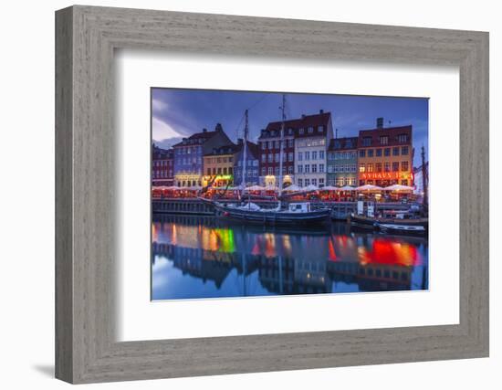 Denmark, Zealand, Copenhagen, Nyhavn Harbor, Evening-Walter Bibikow-Framed Photographic Print