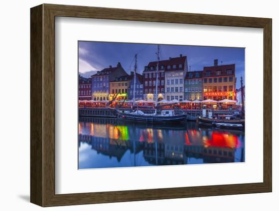 Denmark, Zealand, Copenhagen, Nyhavn Harbor, Evening-Walter Bibikow-Framed Photographic Print