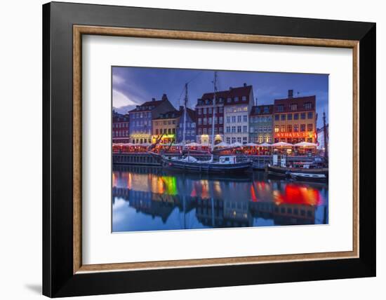 Denmark, Zealand, Copenhagen, Nyhavn Harbor, Evening-Walter Bibikow-Framed Photographic Print
