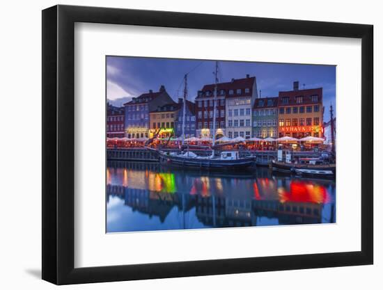 Denmark, Zealand, Copenhagen, Nyhavn Harbor, Evening-Walter Bibikow-Framed Photographic Print