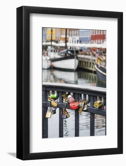 Denmark, Zealand, Copenhagen, Nyhavn Harbor, Love Locks-Walter Bibikow-Framed Photographic Print