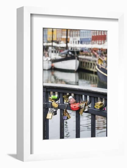 Denmark, Zealand, Copenhagen, Nyhavn Harbor, Love Locks-Walter Bibikow-Framed Photographic Print