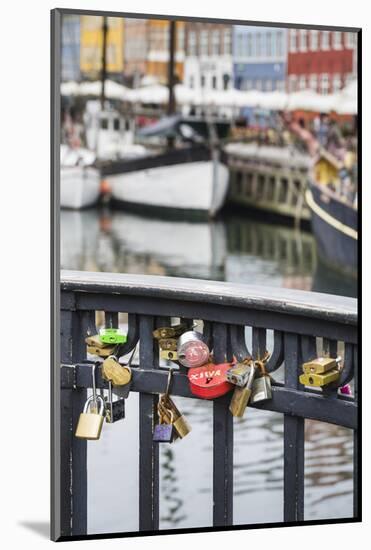 Denmark, Zealand, Copenhagen, Nyhavn Harbor, Love Locks-Walter Bibikow-Mounted Photographic Print