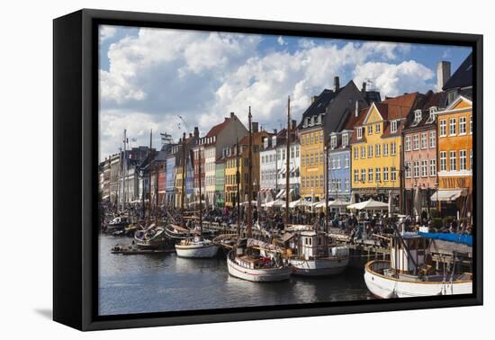 Denmark, Zealand, Copenhagen, Nyhavn Harbor-Walter Bibikow-Framed Premier Image Canvas