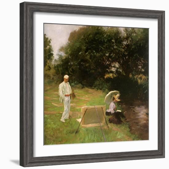 Dennis Miller Bunker Painting at Calcot, 1888-John Singer Sargent-Framed Giclee Print