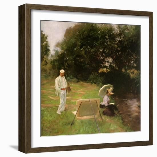 Dennis Miller Bunker Painting at Calcot, 1888-John Singer Sargent-Framed Giclee Print