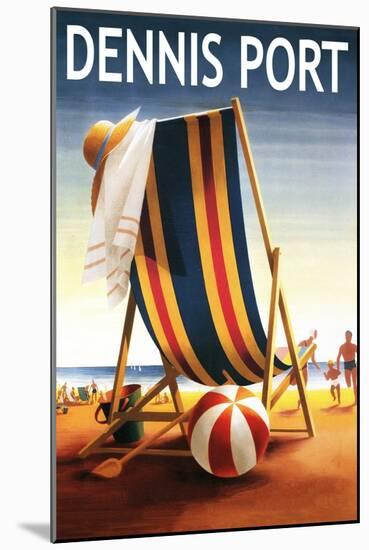 Dennis Port, Massachusetts - Beach Chair and Ball-Lantern Press-Mounted Art Print