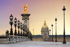 Beautiful Sunrise at the Pont Alexandre III and Les Invalides in Paris-Dennis van de Water-Mounted Photographic Print
