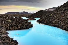 Blue Lagoon Waters in the Lava Field Landscape of Iceland in Winter, HDR-Dennis van de Water-Photographic Print