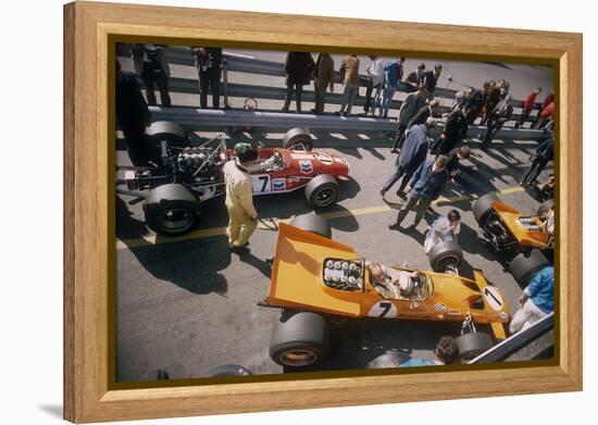 Denny Hulme's Mclaren Ford at the British Grand Prix, Silverstone, Northamptonshire, 1969-null-Framed Premier Image Canvas