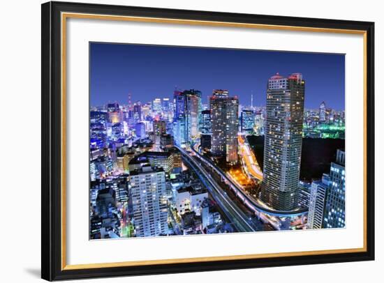 Dense Buildings In Minato-Ku, Tokyo Japan With Tokyo Sky Tree Visible On The Horizon-SeanPavonePhoto-Framed Photographic Print