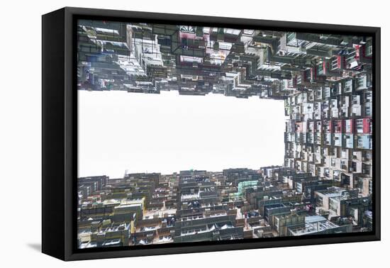 Densely crowded apartment buildings, Hong Kong Island, Hong Kong, China, Asia-Fraser Hall-Framed Premier Image Canvas