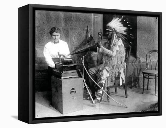 Densmore Recording Mountain Chief, 1916-Science Source-Framed Premier Image Canvas