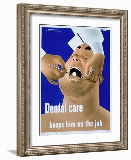 Dental Care Keeps Him on the Job-null-Framed Giclee Print