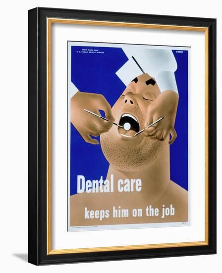 Dental Care Keeps Him on the Job-null-Framed Giclee Print