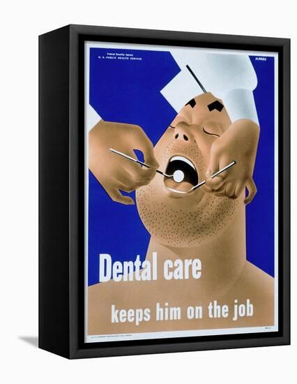 Dental Care Keeps Him on the Job-null-Framed Premier Image Canvas