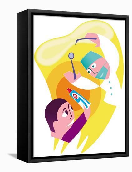 Dentist And Patient-Paul Brown-Framed Premier Image Canvas