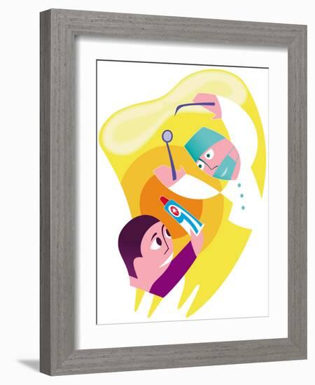 Dentist And Patient-Paul Brown-Framed Photographic Print