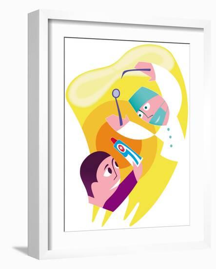 Dentist And Patient-Paul Brown-Framed Photographic Print