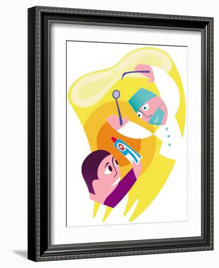 Dentist And Patient-Paul Brown-Framed Photographic Print