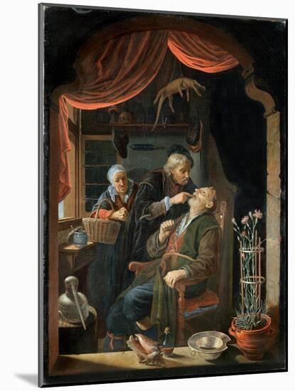 Dentist Examining the Tooth of an Old Man-Gerrit Dou-Mounted Giclee Print