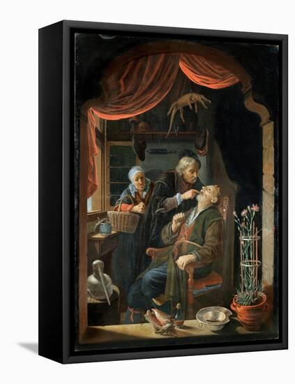 Dentist Examining the Tooth of an Old Man-Gerrit Dou-Framed Premier Image Canvas