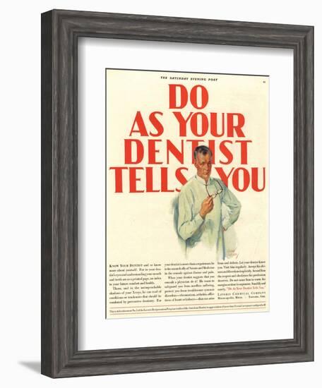 Dentists Lavoris Do As Your Dentist Tells You, USA, 1920-null-Framed Giclee Print