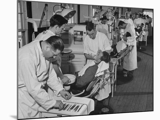 Dentists Working on Soldiers at the Ft. Meade and Walter Reed Dental Hospital-null-Mounted Photographic Print