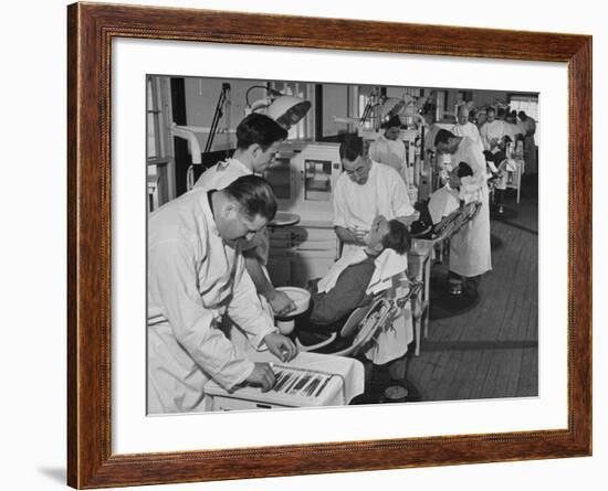 Dentists Working on Soldiers at the Ft. Meade and Walter Reed Dental Hospital-null-Framed Photographic Print