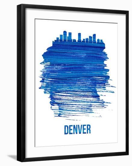 Denver Brush Stroke Skyline - Blue-NaxArt-Framed Art Print
