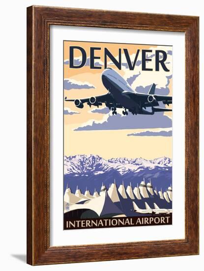Denver, Colorado - Airport View-Lantern Press-Framed Art Print