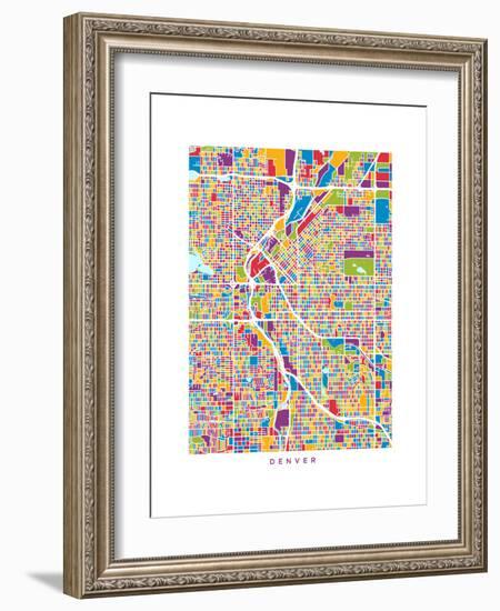 Denver Colorado City Street Map-Michael Tompsett-Framed Art Print