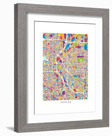 Denver Colorado City Street Map-Michael Tompsett-Framed Art Print