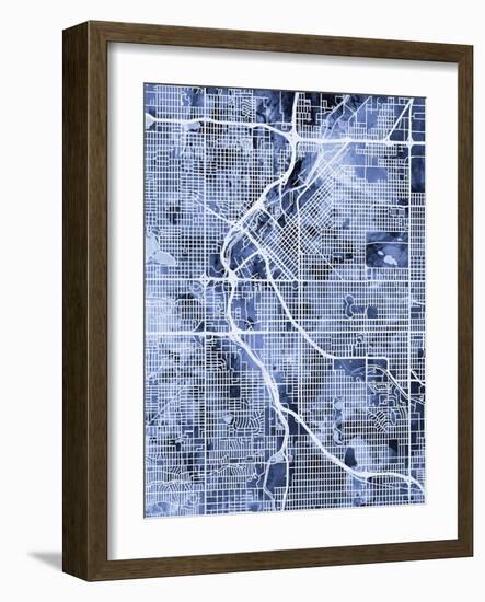 Denver Colorado City Street Map-Michael Tompsett-Framed Art Print