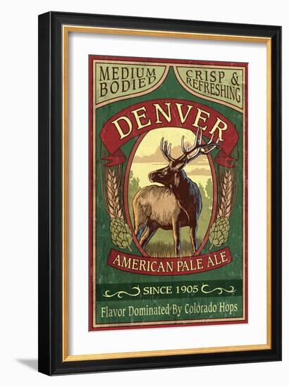 Denver, Colorado - Elk Head Pale Ale Vintage Sign-Lantern Press-Framed Art Print