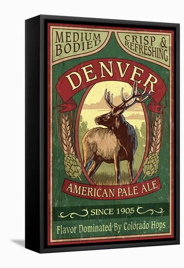Denver, Colorado - Elk Head Pale Ale Vintage Sign-Lantern Press-Framed Stretched Canvas