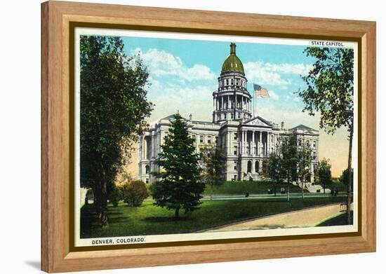 Denver, Colorado - Exterior View of the Capitol Building-Lantern Press-Framed Stretched Canvas