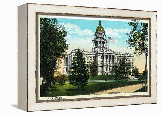 Denver, Colorado - Exterior View of the Capitol Building-Lantern Press-Framed Stretched Canvas